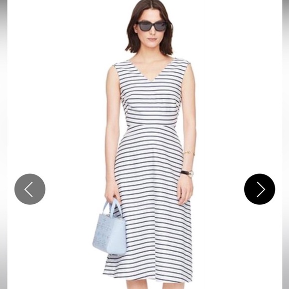 Brand new size 8 Kate Spade tie back a line midi dress in black and white - Picture 6 of 8
